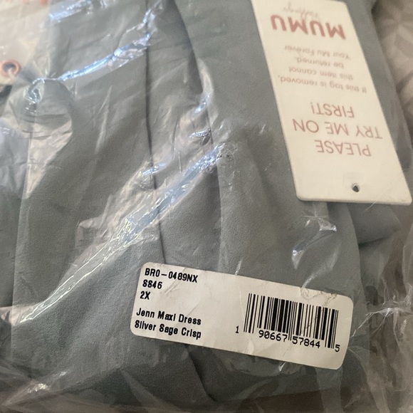 Show Me Your Mumu Jenn Maxi Dress NWT Silver Sage Crisp - Picture 5 of 11